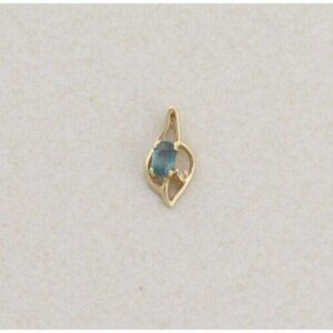 Pendant Only 14k Yellow Gold Natural Blue Topaz and Diamond Pendant